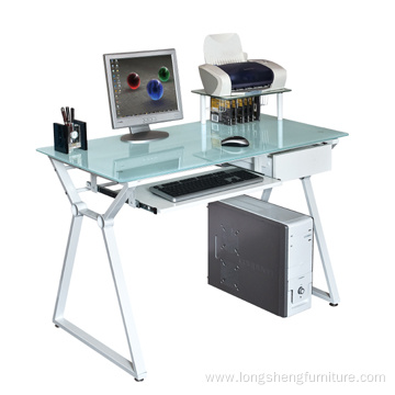 Standard Height Floor Sitting Tempered Glass Computer Desk